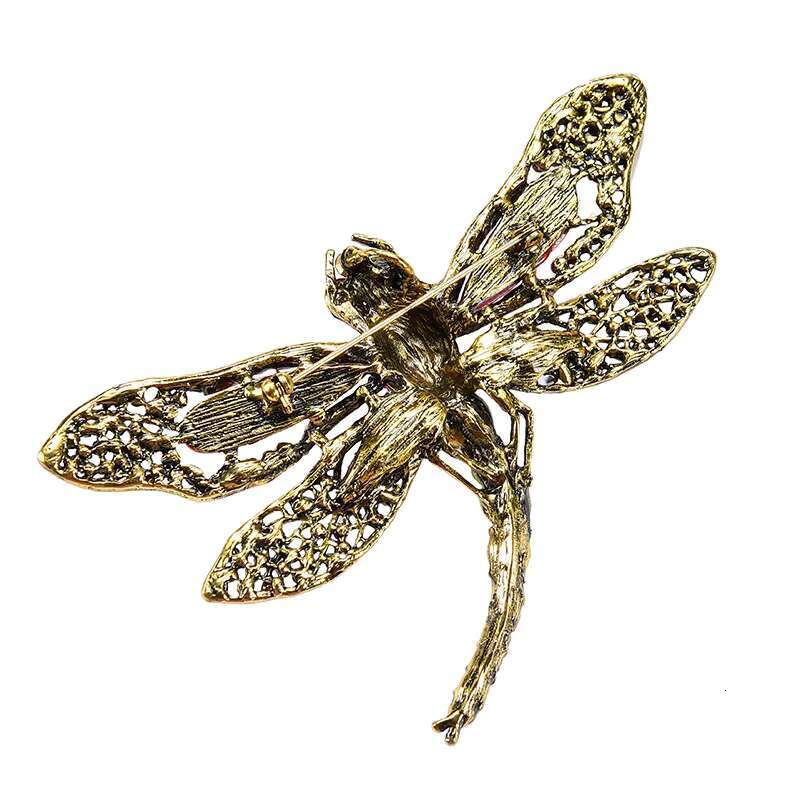 Fashion Luxury Retro Gemstone Insect Crystal Dragonfly Brooch Pin Jewelry Diamond Inspired Designer Outfits Decoration for Women