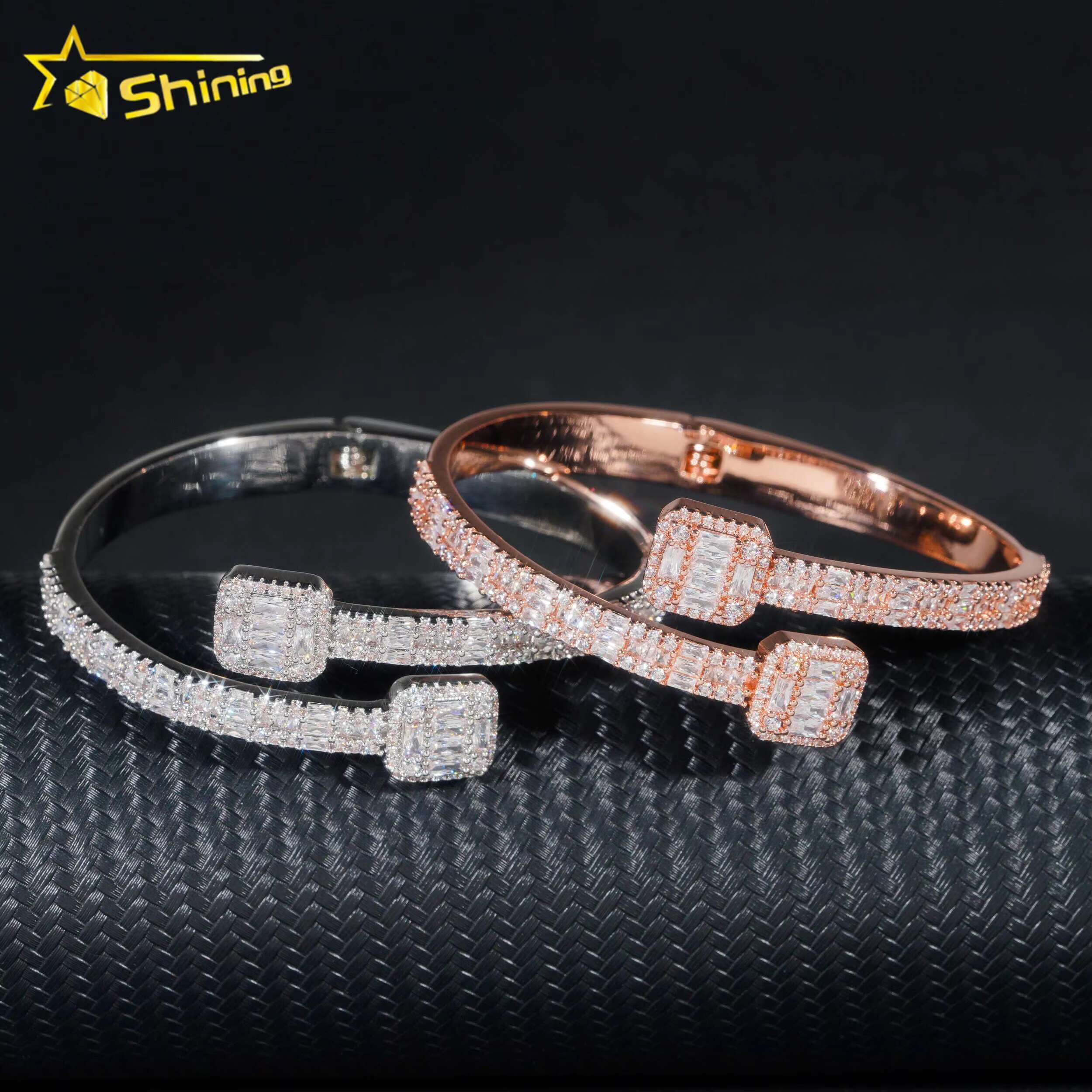 Fashion Jewelry Iced Out Popular Bracelets Bangles Real 925 Silver Moissanite Bracelet