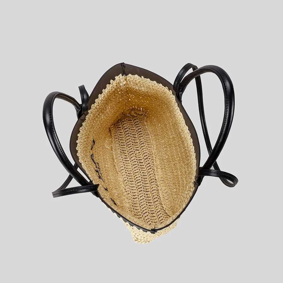 Designer Handbag Casual Large Capacity Patchwork Straw Tote Bag Handmade Paper Weave Summer Beach Handbags with Letters Z250513