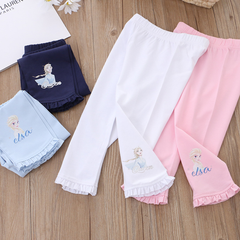 DISNEY Frozen Elsa princess baby girl designer clothes infant designer clothes Girls' pants with princess print designer-designed pure cotton com