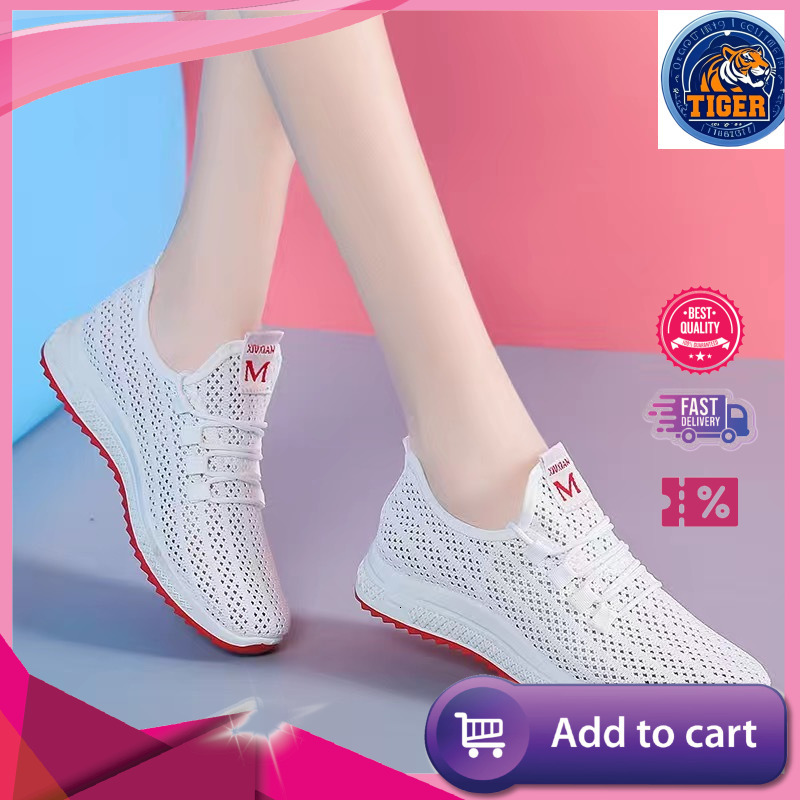 Ddmytiger Mesh For Women Breathable Sports Summer High Rise S Shoes New Student Versatile White Casual Outdoor Shoes