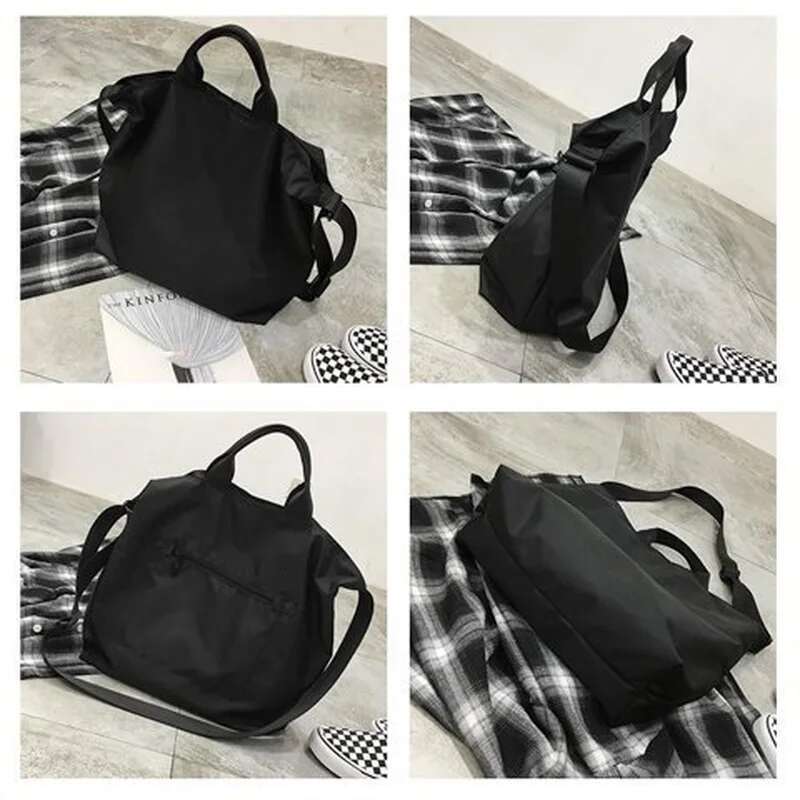 Multifunction Women Nylon Handbags Fashion Large Capacity Travel Bag Sports Shopping Shoulder Bags Black Blue Crossbody LW0156