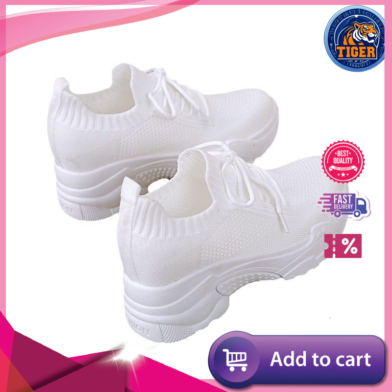 Ddmytiger Women S New Spring Flyknit Mesh Casual Sports With Inner Heightening Little White Breathable Thick Sole Dad Shoes Summer Outdoor Shoes