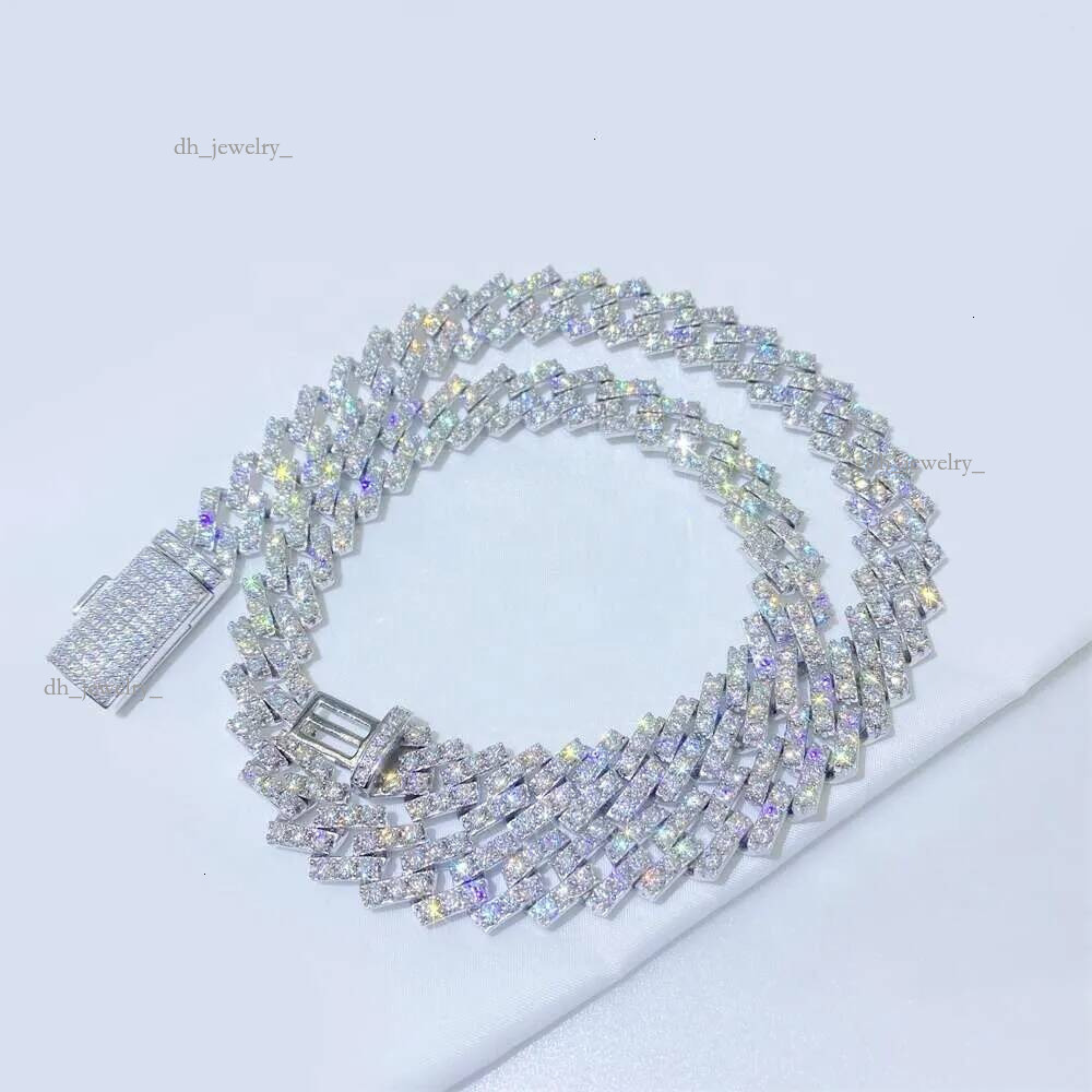 Bussdown Thick 8mm 10mm 13mm Solid Sier Iced Out Vvs Moissanite Chain Cuban k Bracelet