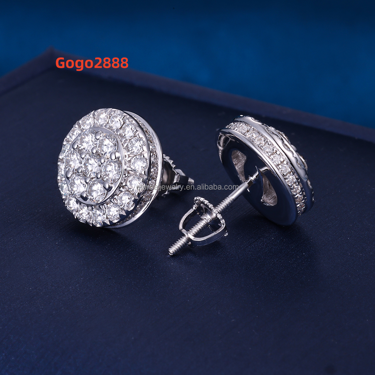Men Hiphop Streetstyle S925 VVS 9K 10K 14K 18K Moissanite CVD Lab Diamond Cluster Flower Stud Earrings with Certificate