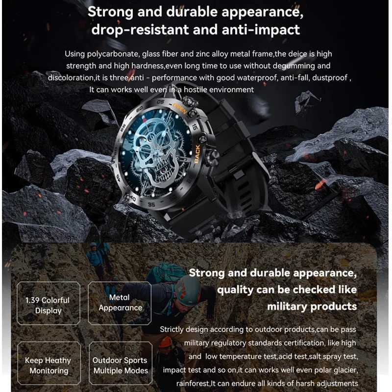 Smart Watch K52 BT Call 1.39inch IPS Big Screen 400mAh Long Standby Health Monitoring Outdoor Sport Men Women Smartwatch M250513