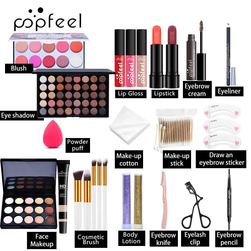 POPFEEL Complete Face Makeup Set Multi-Functional Makeup Kit with Foundation Eyeshadow Palette All-in-One Beauty 250512