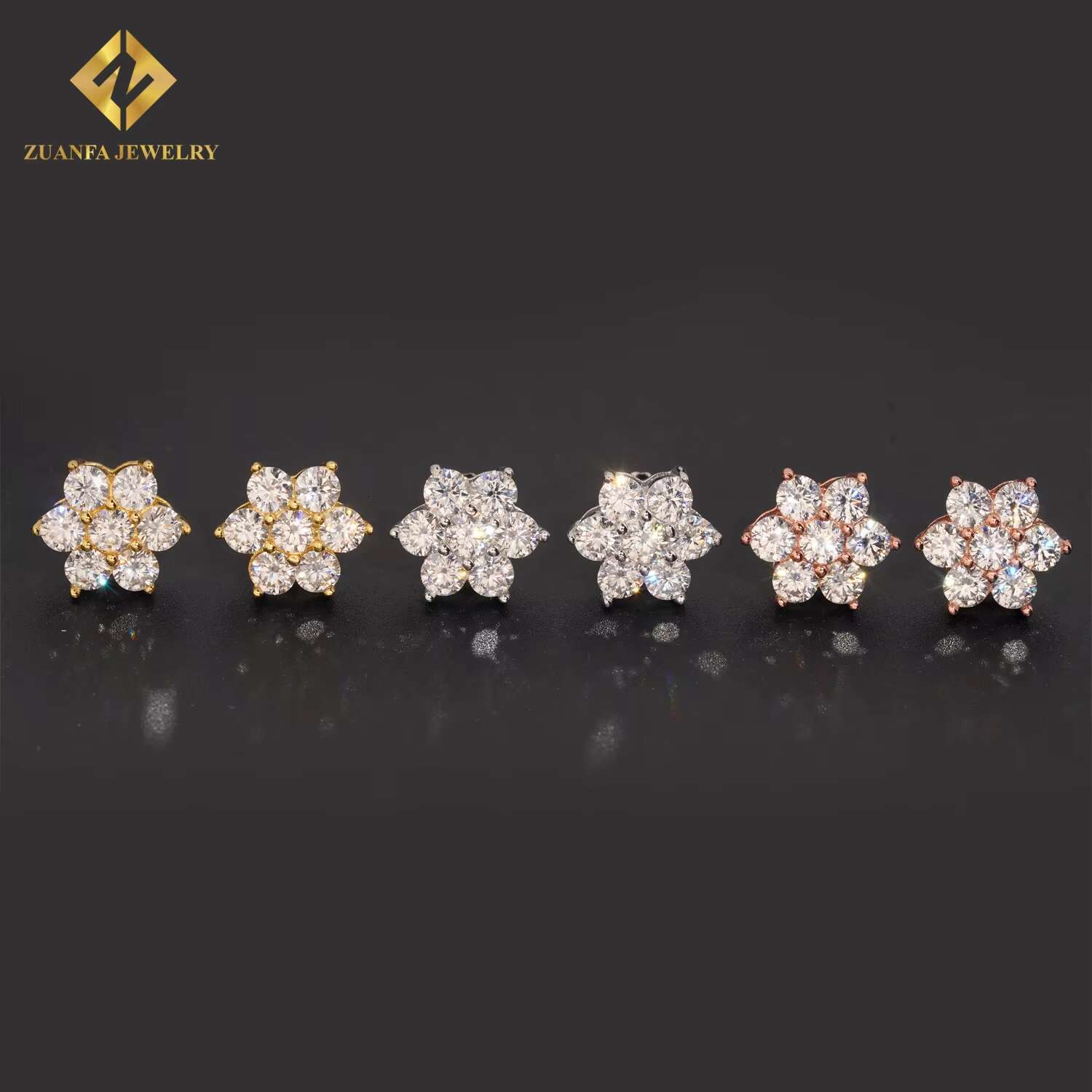 Fast Shipping Screw Back Iced Out Round Diamond 925 Silver Earrings VVS Moissanite Fine Jewelry Hip Hop Mens Earrings