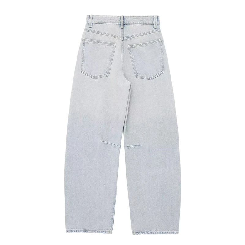 Elegant mid rise womens denim pants vintage washable loose fit suitable for button pockets jeans and s 250506Z