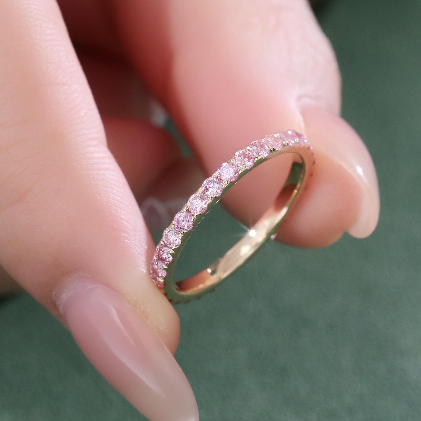 Handmade Genstone Sakula pink Morganite Pink 18K 14K 10K Yellow Wedding Rings Couple Set Fine Jewelry Rings Eternity Anniversary Band Rings