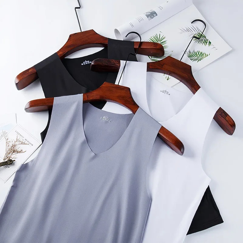 3PCS No Trace Cool Men Vest Tank Tops Underwear Mens Undershirt Shirts Male Bodyshaper Fitness sleeveless Mens Running Vest 5XL 250513