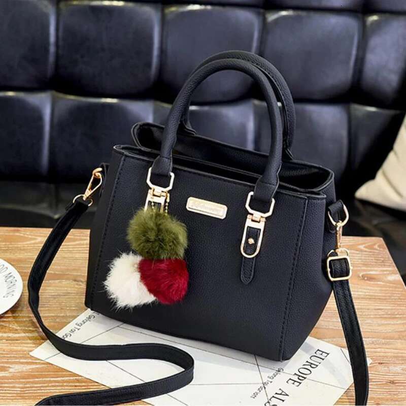 One Shoulder Bag PU Leather Ladies Handbags Women Vintage Purse Plush Tassel Messenger Bags Tote Boston Shoulder Crossbody Bag KQ