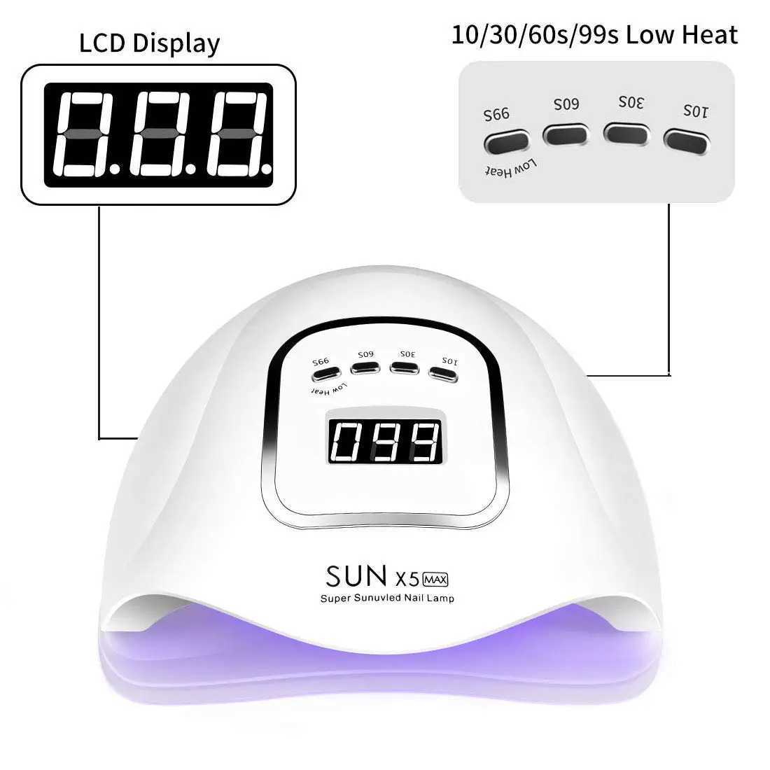 SUNX5 MAX UV LED Nail Lamp 50W Professional Nail Dryer Gel Polish Light Nail Polish Curing Gel LED Dryer with 4 Timer Setting W250513