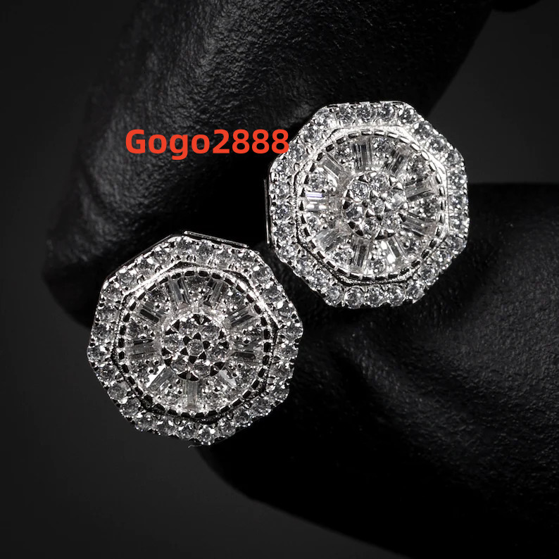 Luxury Moissanite Hip Hop Earrings 925 Sterling Silver Iced Out Moissanite Earrings Men