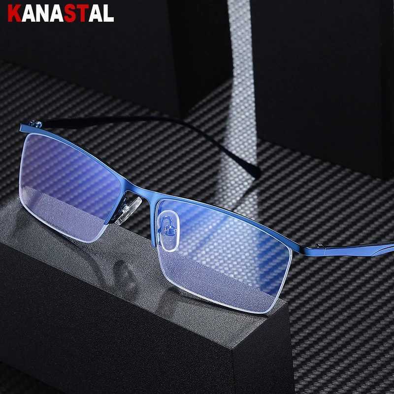 Men Blue Light Blocking Glasses Women Metal Half Frame Busnies Eyewear Computer Prescription Myopia Hyperopia Reading Glasses W250513