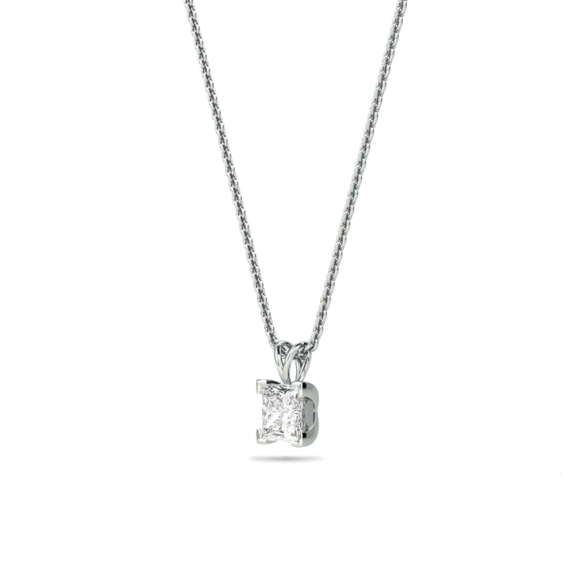 Princess Cutting Laboratory Growth Channel Inlaid Pendant Necklace Classic Style Discount