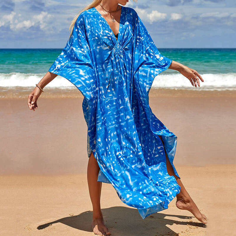 European American Summer Cotton Printed Cover, Vacation Leisure Bikini, Sunscreen Beach Skirt, 2025 New Style, Unique and Elegant Clothing