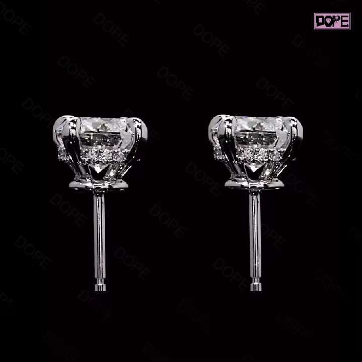 Factory Price Moissanite Stud Earrings Hiphop 925 Sterling Silver 6.5mm VVS Iced Out Moissanite Earrings