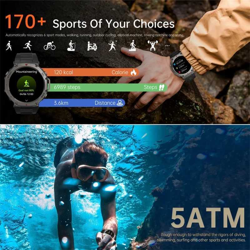 T-Rex 3 Gps Smart Watch 5 ATM Waterproof Built-in Dual-band GNSS Compass Military Sport Smartwatch Men 2025 M250513