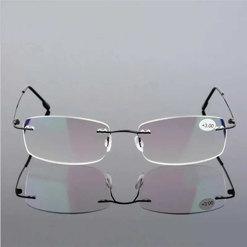 Unisex Titanium Alloy Rimless Reading glasses Women High Definition Anti Fatigue Ultralight Frameless Presbyopia Eyewear A859 W250513