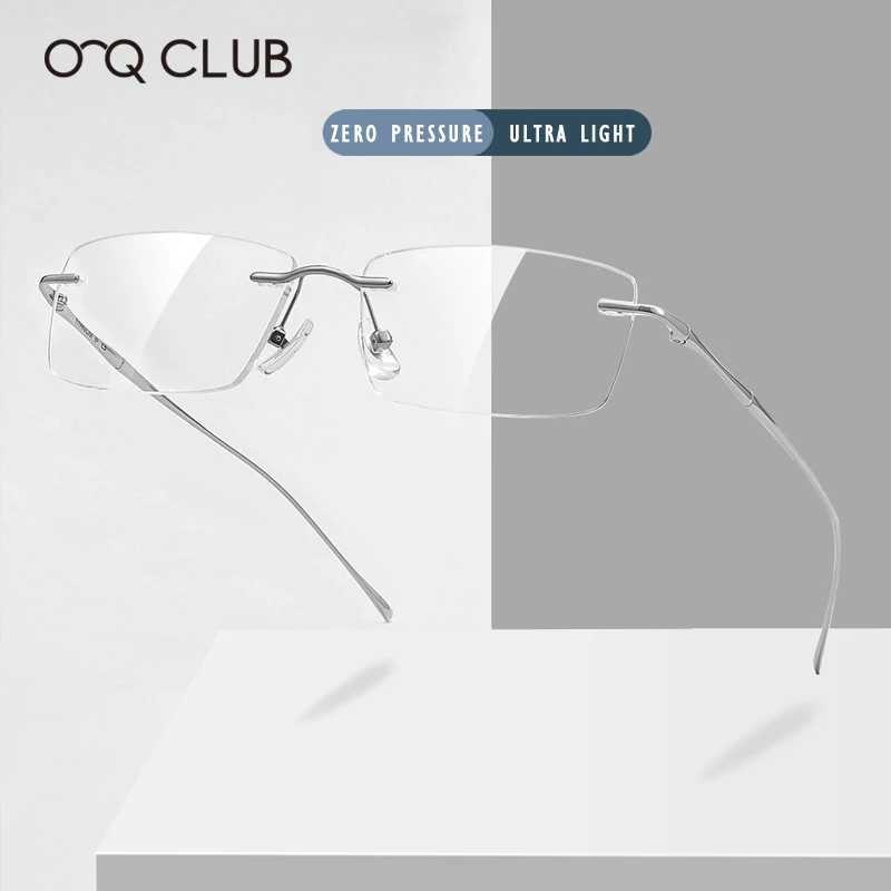 O-Q CLUB Ultra-light Titanium Reading Eyeglass Frames Men Fashion Simple Rimless Myopia Glasses Customized Prescription Glasses W250513