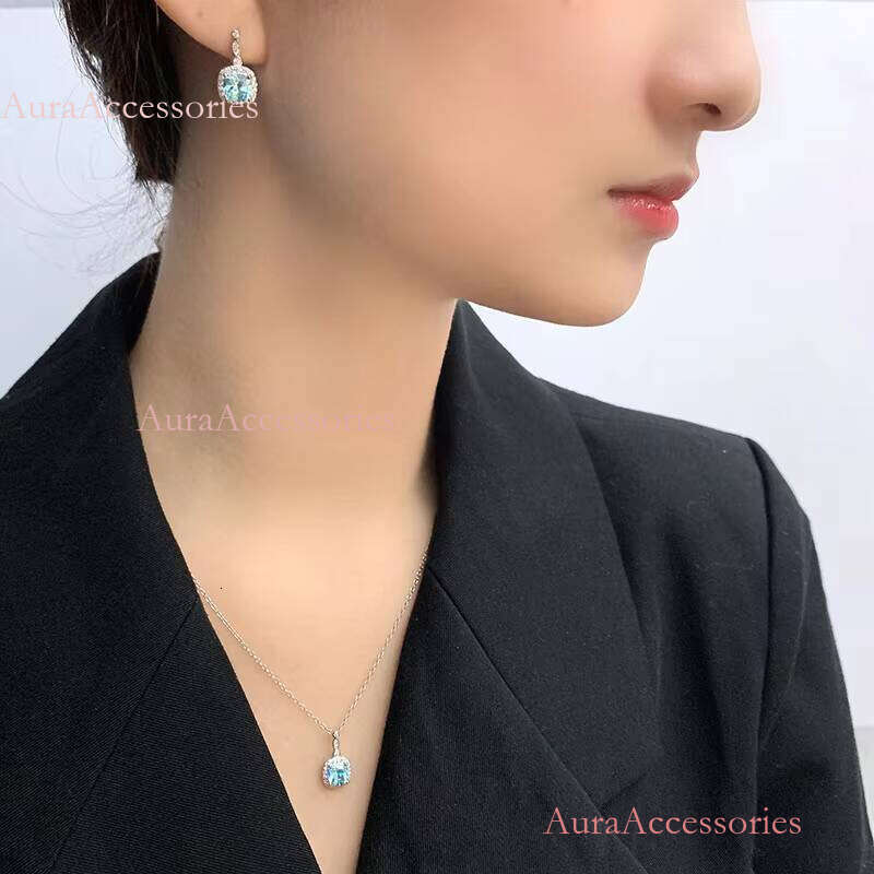 New Blue Gemstone Elegant S Necklace Fashion Customizable Jewelry Sterling Sier Set