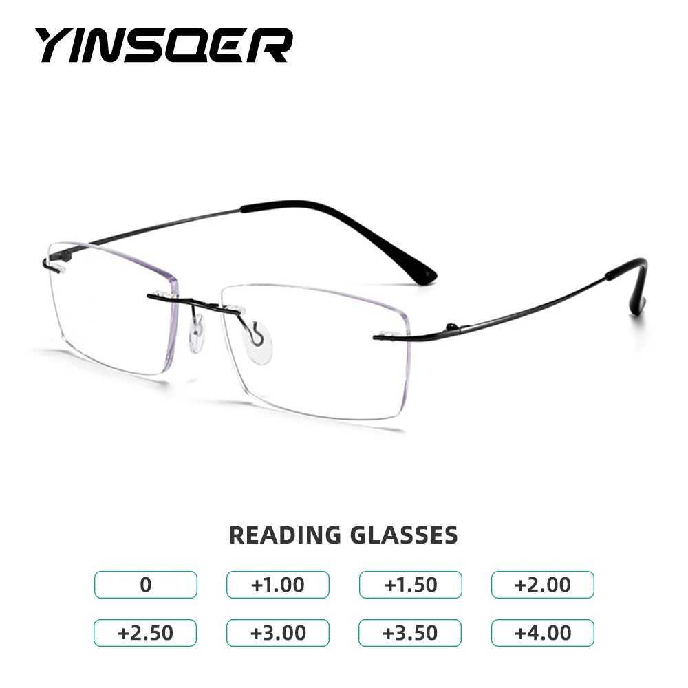 Titanium Reading Glasses Men High Quality Magnifying Presbyopic Eyeglasses Titanium Frames Anti Blue Light Rimless Glasses Men W250513