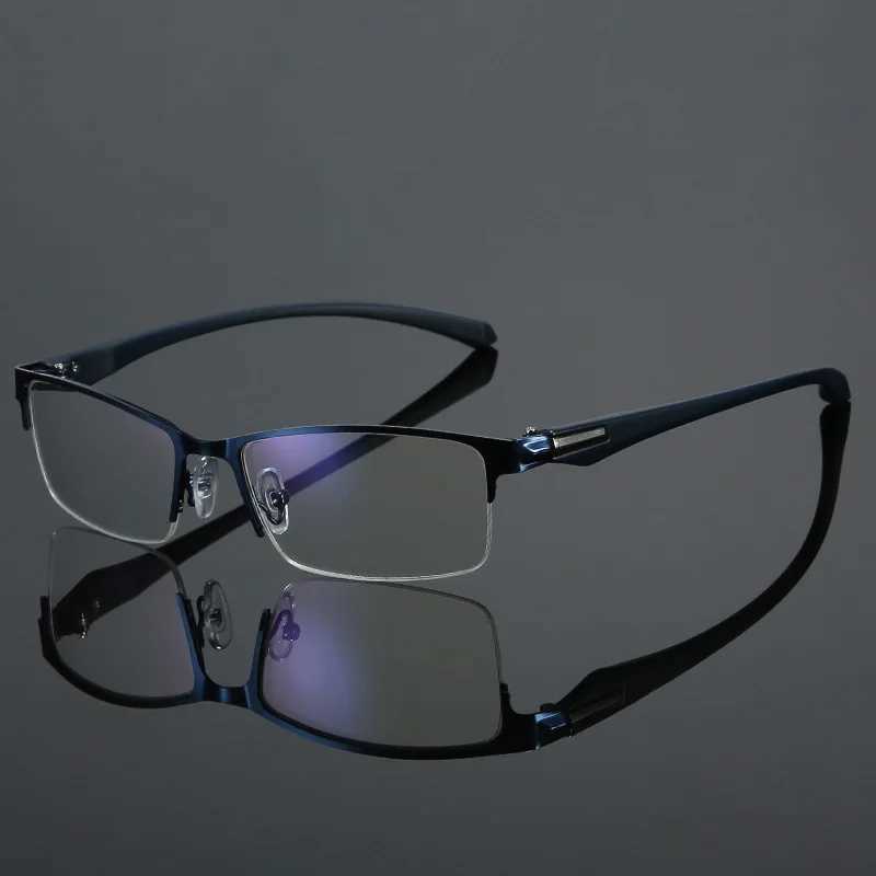 Vintage Near Sight Glasses Unisex Men Half-frame Anti Blue Light Business Eyeglasses Finished Optical Myopia Eyewear Diopter W250513