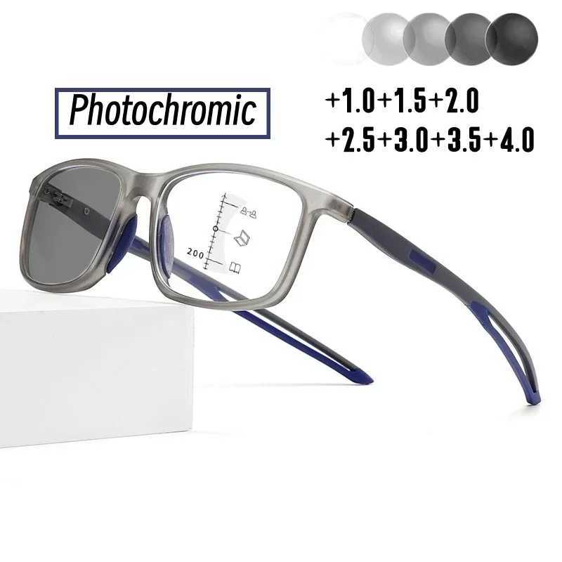 TR90 Sports Smart Photochromic Reading Glasses for Women Men Finished Progressive Multifocal Presbyopia Eyeglasses with Diopter W250513