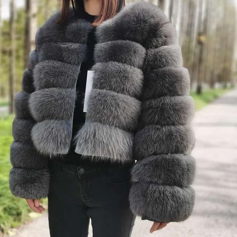 Maomaokong 2024 Natural Real Fox Coat Women Winter Warm Fur Jacket Detachable Long Sleeves Female Vest Furry Coats Designer Designer
