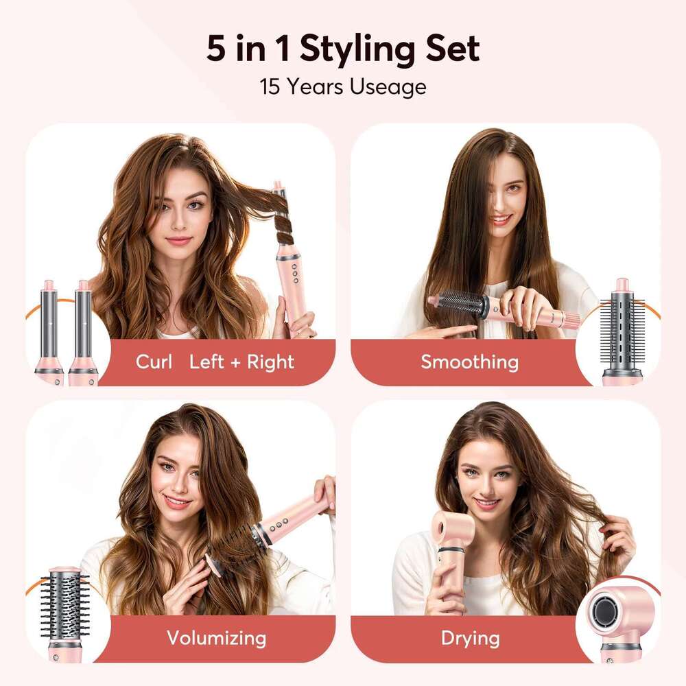5 In 1 Dryer,Multi Styling Tool,Straightener & 32Mm Curling 300 Million Negative Ions Hair Care 1-3 Mins Quick Drying Gifts