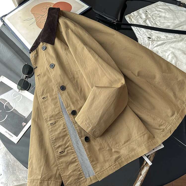 100% Cotton Autumn Corduroy Collar Single Button Vintage Coat Fashion Women Jacket Femme Streetwear Tops Clothes