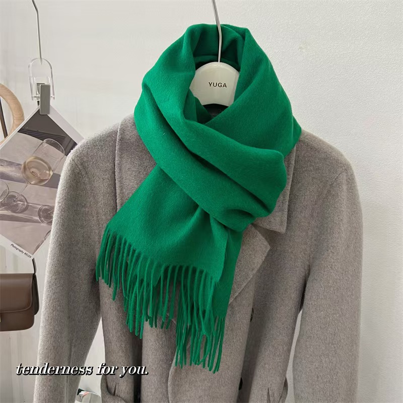 T695 Australian solid color wool scarf for women, all-match, warm, high-end narrow style in winter
