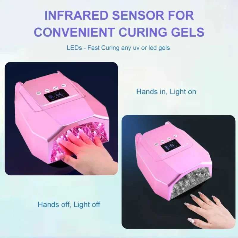 98W Rechargeable LED UV Lamp Cordless Battery Professional Nail Light with 4 Timers Fast Curing Nail Lamp for Salon and Home Use W250513