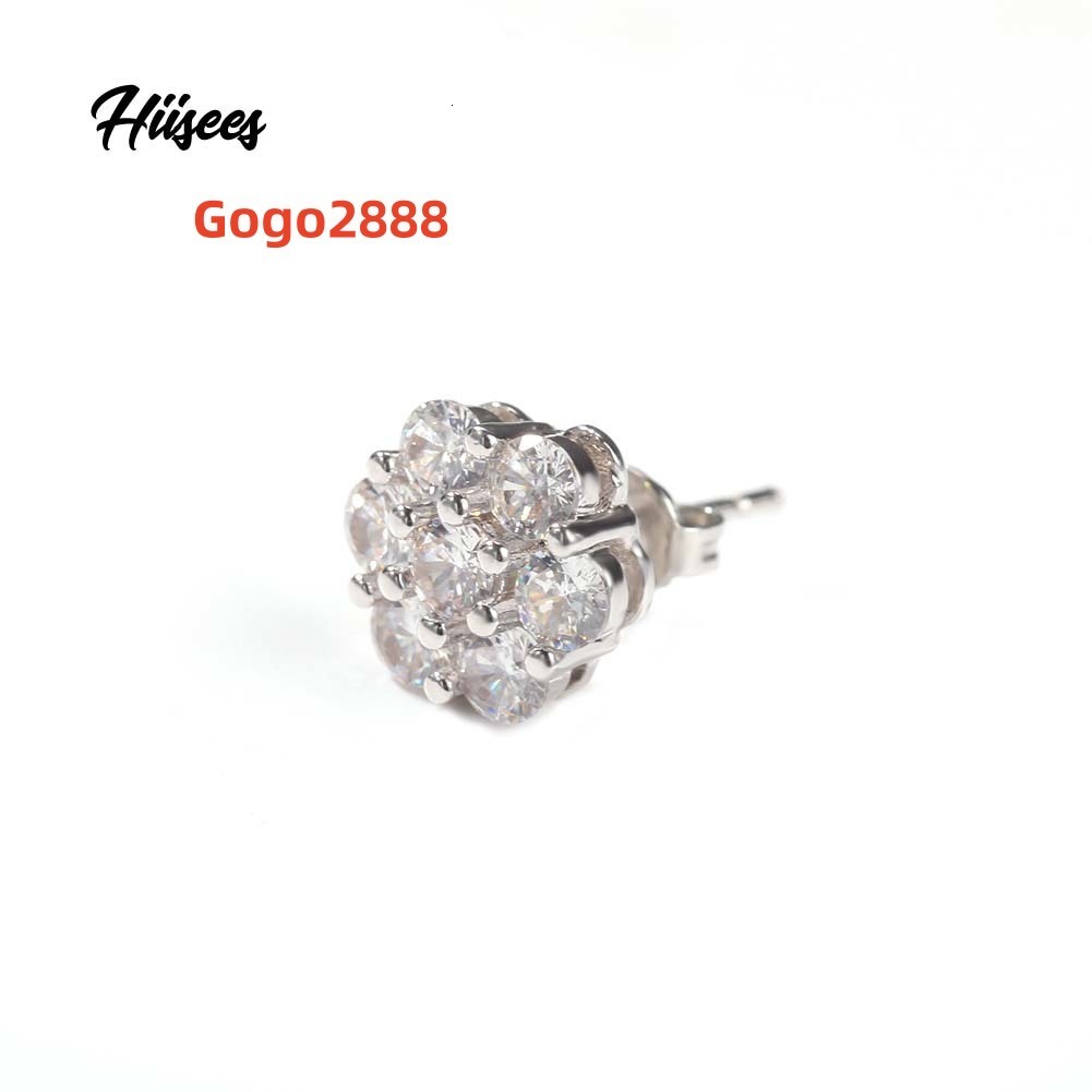Fine Jewelry 925 Sterling Silver Flower Cluster VVS Moissanite Earrings Hip Hop Women Stud Earrings