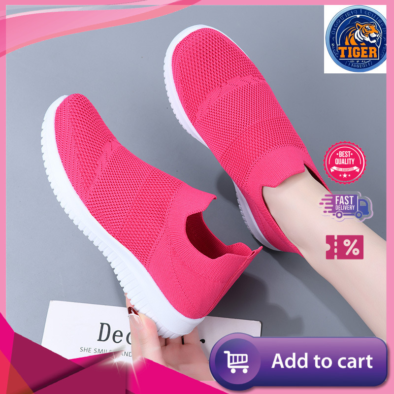 Ddmytiger One Step Women S Mom Summer Flying Weave Breathable Single Lightweight Soft Sole Elderly Mesh Sports Shoes Outdoor Shoes