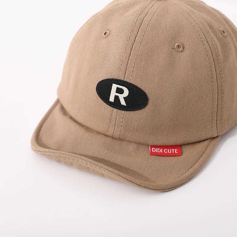 R-Letter Duck Tongue Cap For Kids Short Brim Baseball Hat Solid Color Baby Peaked Caps 1-5year Boy Girl Children Sunshade Visors R250512