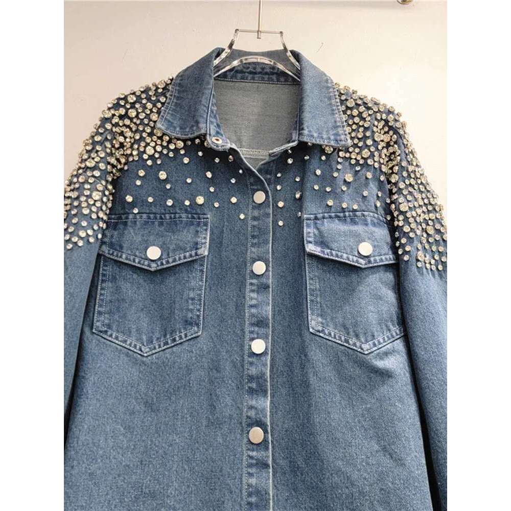 DEAT Fashion Dias Loose Denim Shirts Coat For Women Autumn Trendy New Lapel Long Sleeve Pockets Jacket Females 29L7920