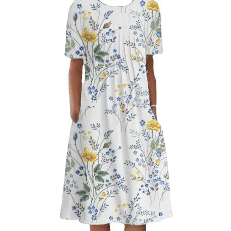 Women Clothes Dress Spring Summer Women S New Casual Print Round Neck Short Sleeve Dress KQ