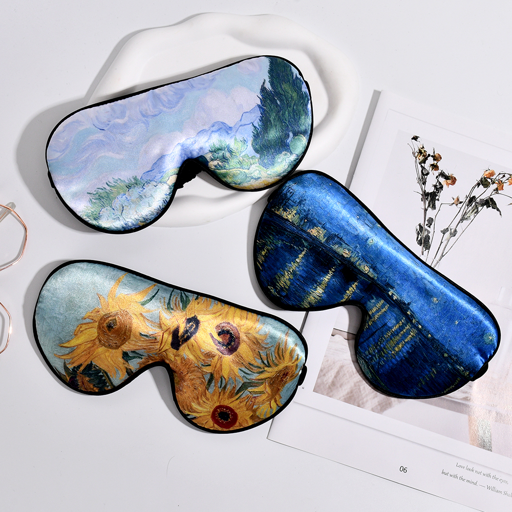 Retro Style Printed Eye Covers by Van Gogh Collection: Comfortable Unisex Traveling Sleeping Face Shield