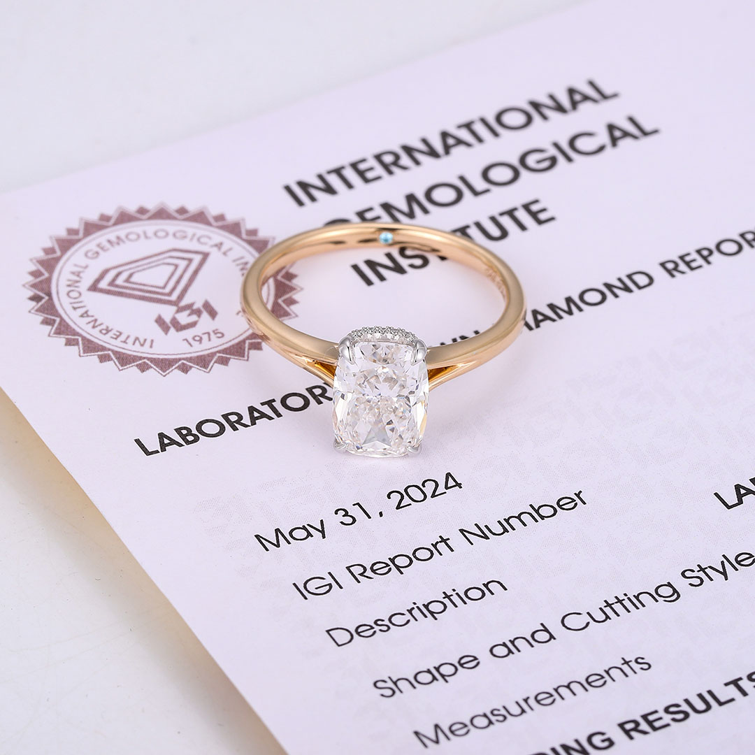 Designer Solitaire 18K 14K 10K Yellow Gold Cushion Cut D VVS1 Lab Grown Diamond 4 Prong Design Fine Jewelry Rings Wedding Engagement Rings