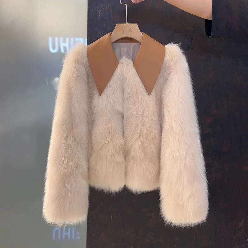 Skin Hair One Body Korean Temperament Autumn And Winter New Ladies Jacket Fashion Slim Fur Small Fragrance Short Coat Woman