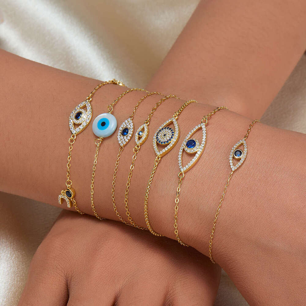 pure sier devils eye bracelet a luxurious and highend feel inlaid with blue zircon chain jewelry