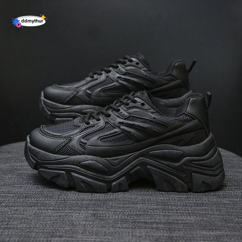 2025 New Short Dad Women's Summer Breathable Sports Mesh Thick soled Fashionable Casual White Shoes ddmythur