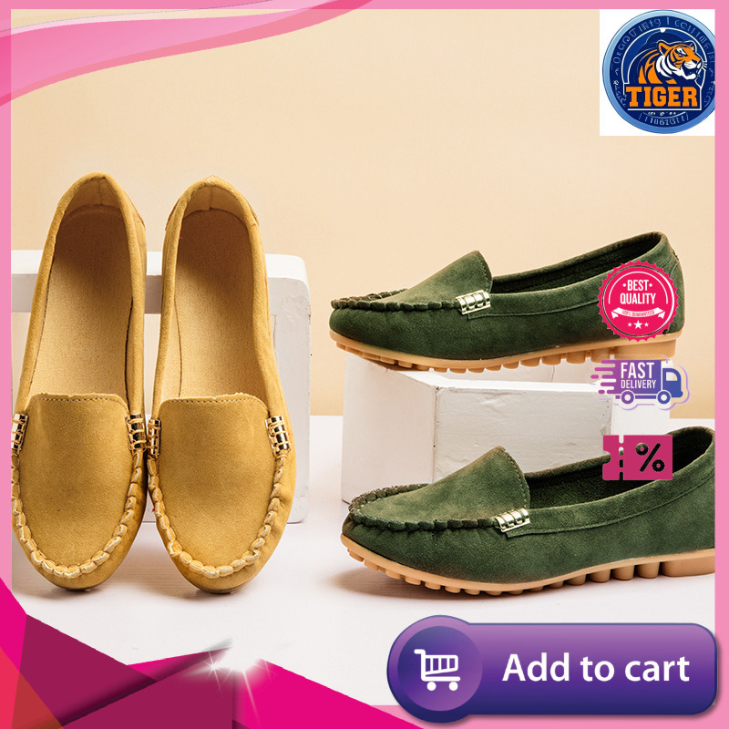 Ddmytiger Autumn Shallow Mouth Bean Flat Single One Foot Lazy Large Women S Shoes Outdoor Shoes