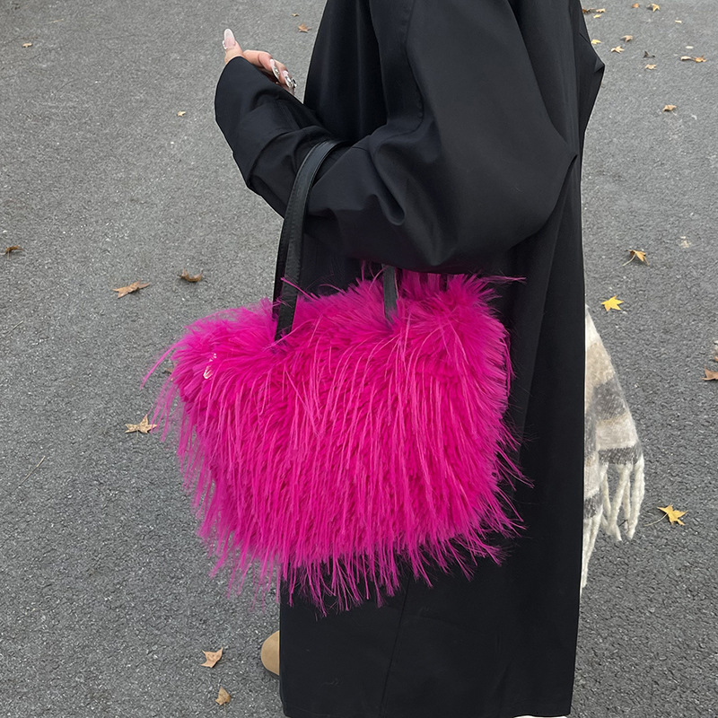 Autumn Winter Turkey Fury 2025 New Collection Forest Sweet and Western Style One Shoulder Handheld Tote Bag Trendy