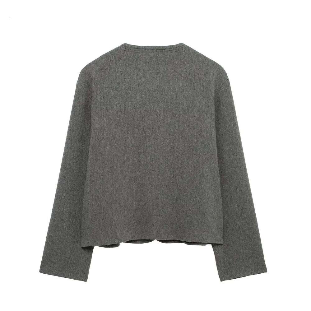 European and American style spring new round collar ball decoration double-breasted long-sleeved casual jacket female temperamen