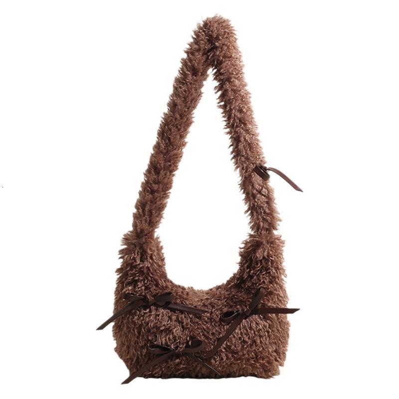Bean milk roll crossbody women's 2025 new style cute plush bag, autumn and winter commuting bag