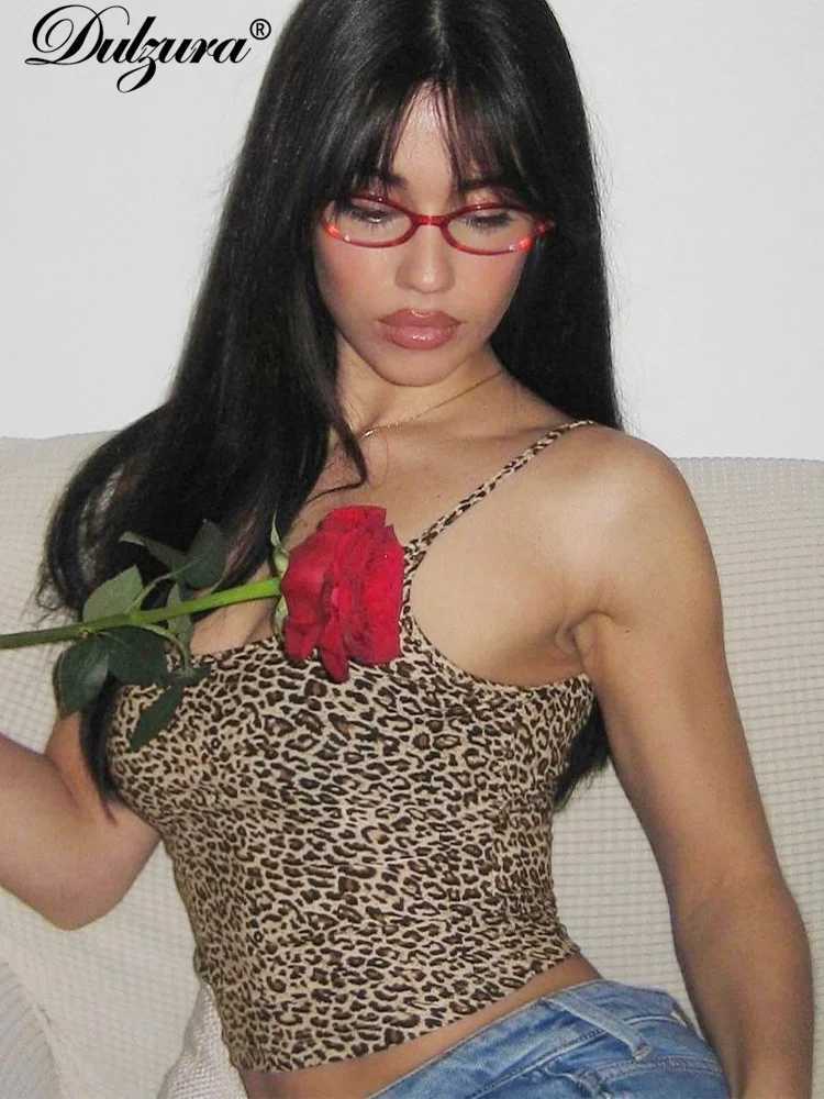 Dulzura Sexy Leopard Printed Crop Top Camisole Vest Summer Beach Women Party Club Date Y2K Clothes Streetwear M250513