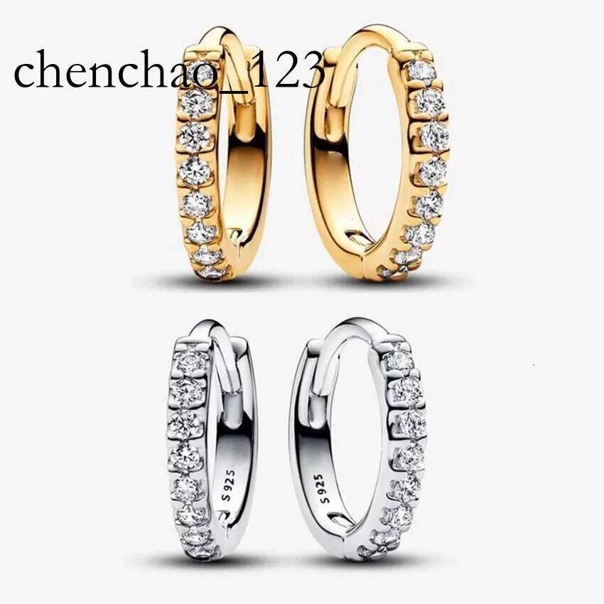 Sparkling Hie Hoop Earrings Sterling Sier Dia Earring For Women Men Party Jewelry Gold earrings with Retail Box Set High quality